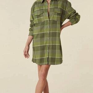 Spell & The Gypsy Wyatt Flannel Shirt Dress Plaid Boho Size Medium NWT